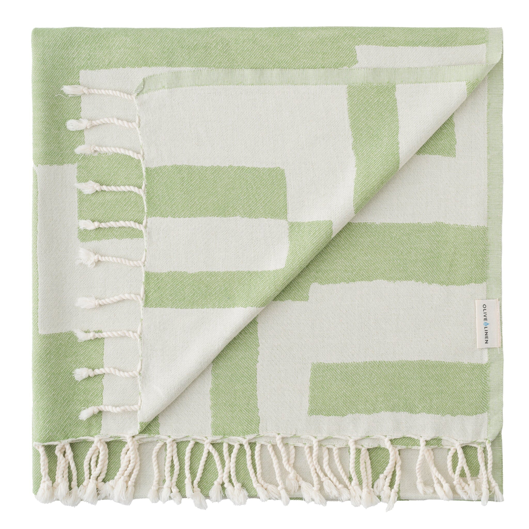 Eversoft Turkish Towel - Olive and Linen