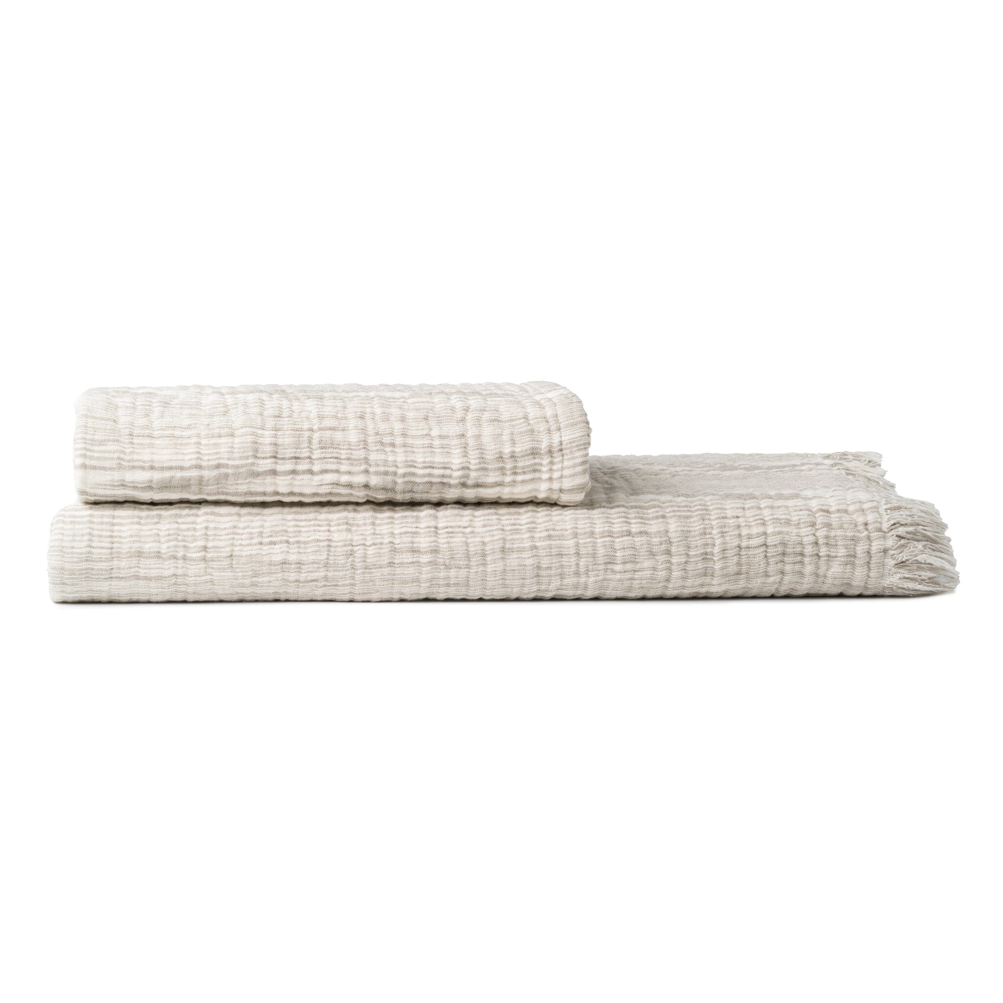 Linen Hand Towel - Light Natural with Frayed Edges