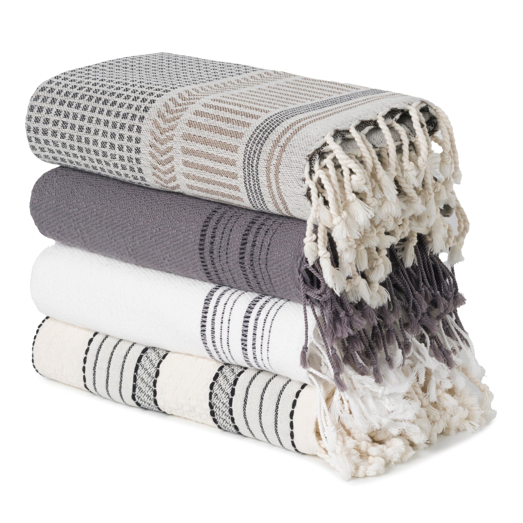 Linen Casa Kitchen Towel - White Stripes on Natural