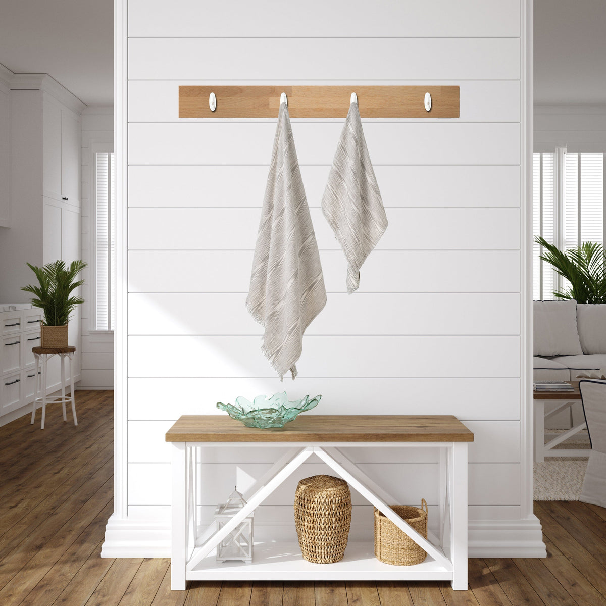 Soho Farmhouse Soho Towels Soho Dots Circles StripedGray White S/2