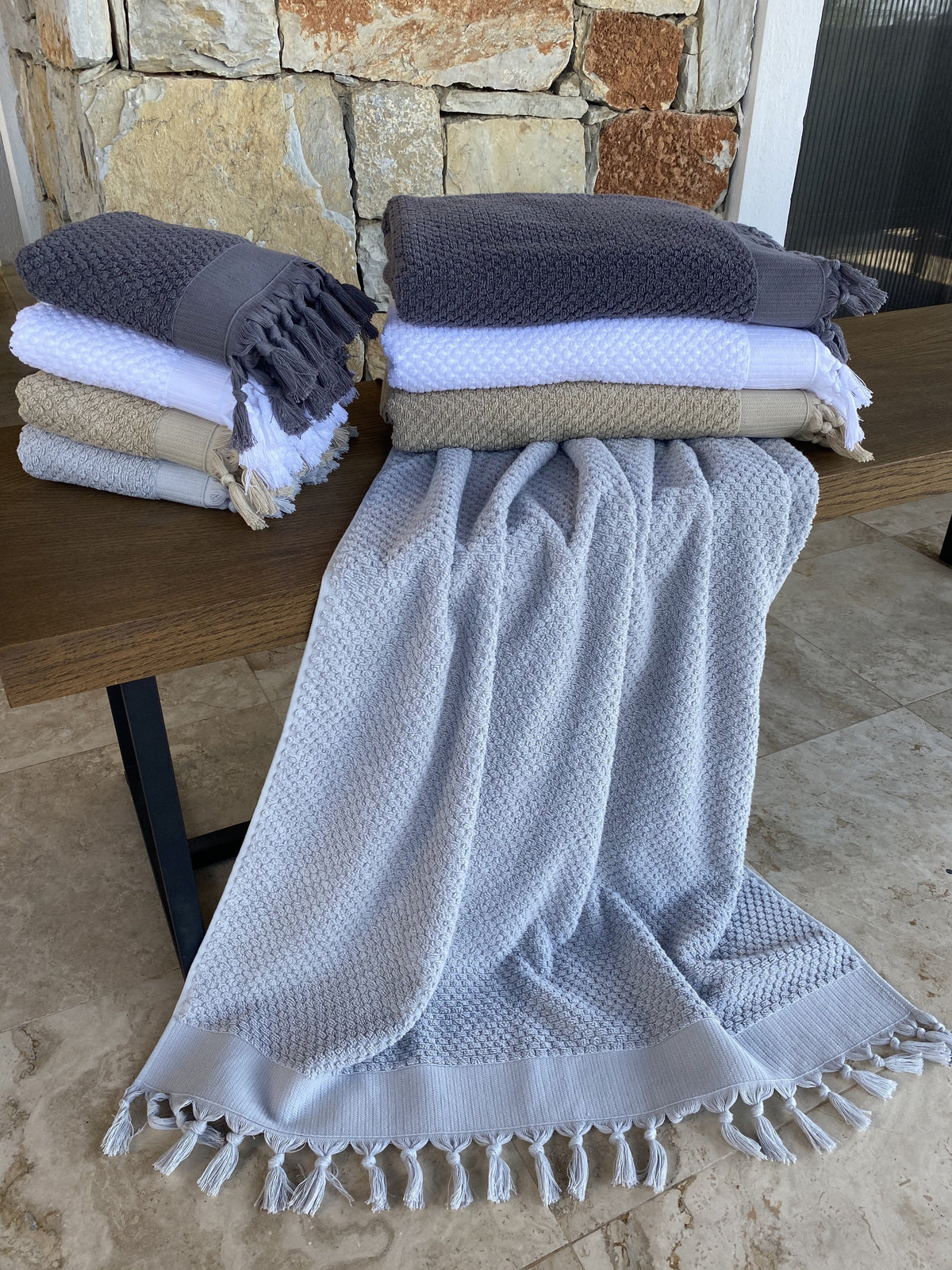 Tassel Dots Turkish Terry Bath Håndklæde
