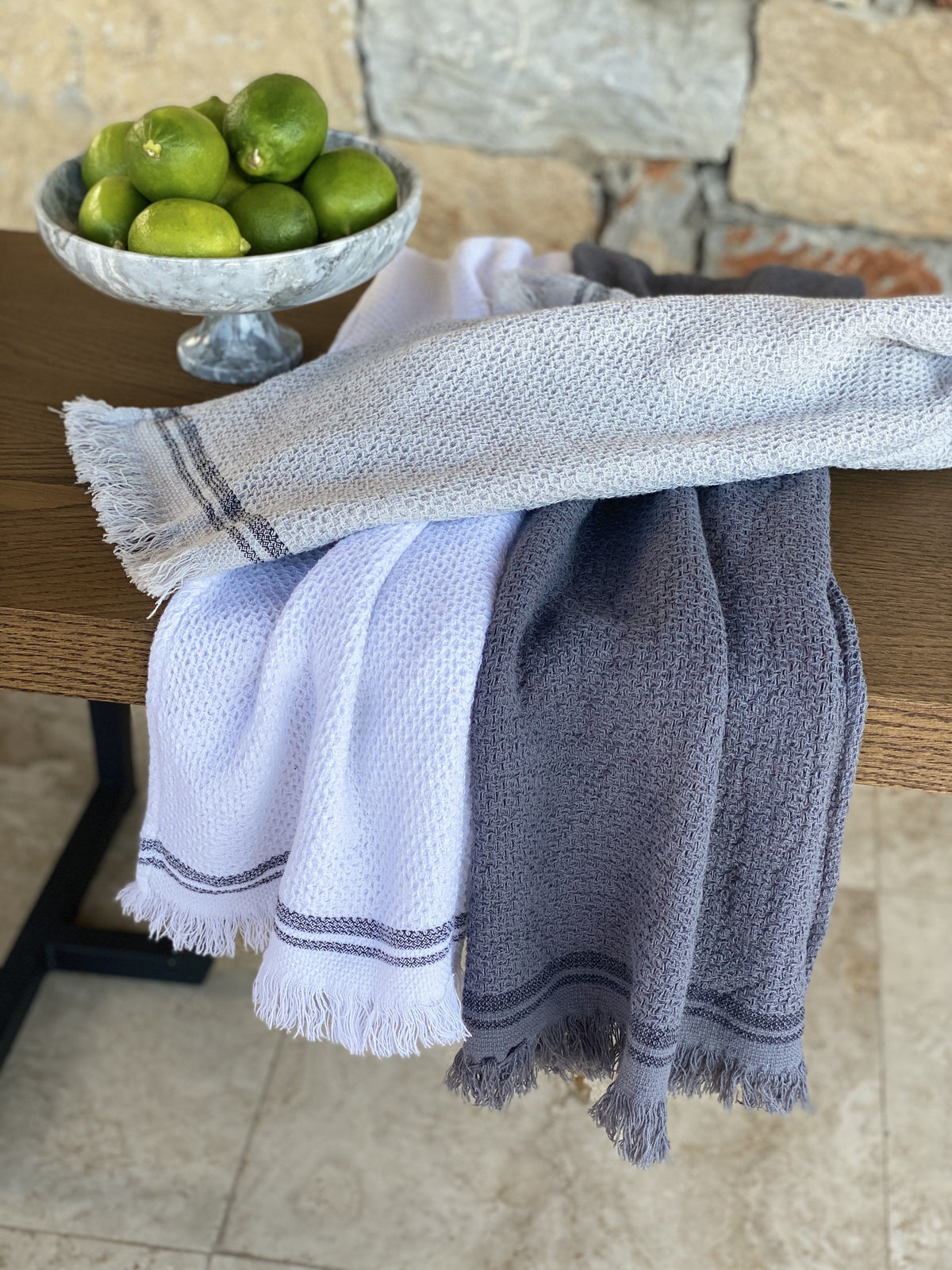Lush Loom Turkish Hand Towel - Olive and Linen